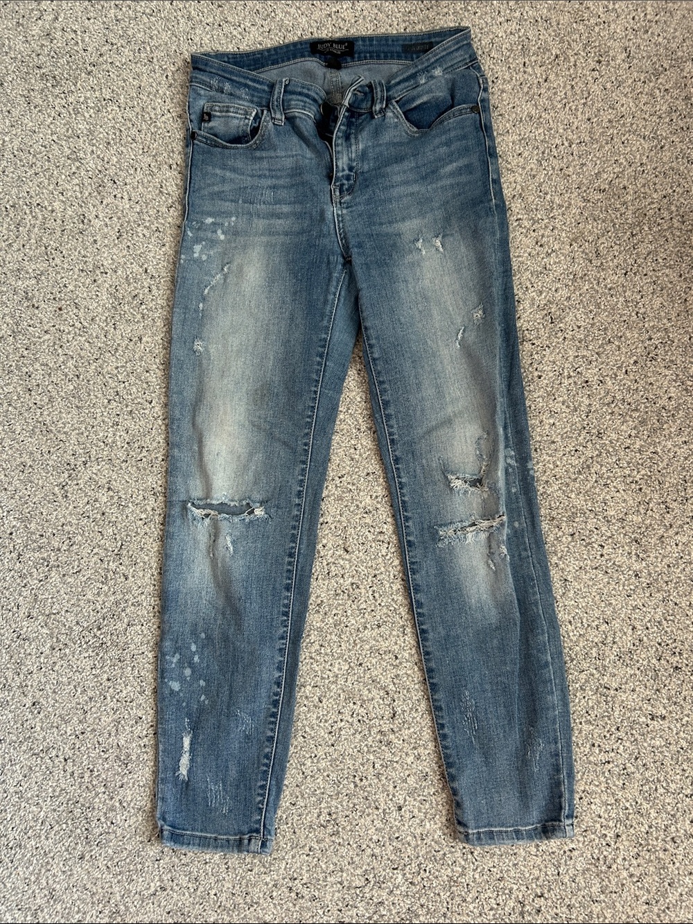 Judy Blue Distressed Light Blue Skinny Jeans